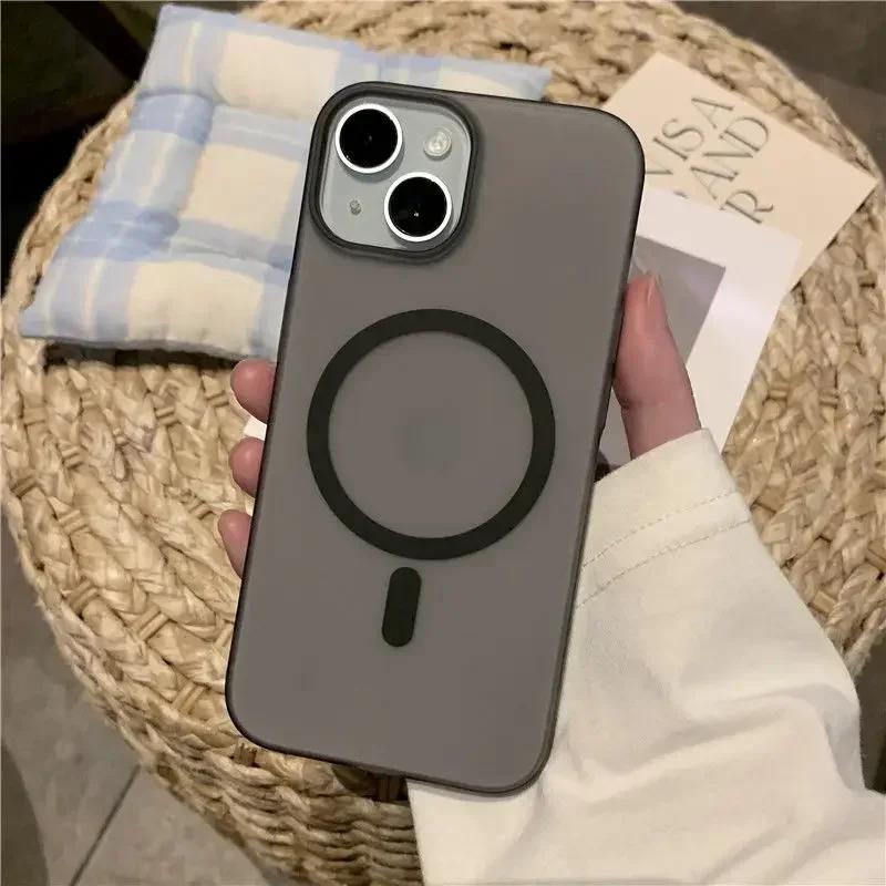 Ultra Thin Matte Magnetic Wireless Charge Case For iPhone 16 15 14 Plus 13 12 11 Pro Max For Magsafe Hard PC Translucent Cover