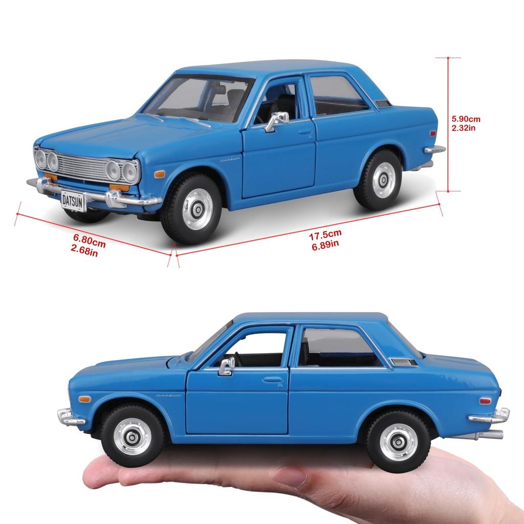 Maisto 1/24 Scale Nissan 1971 Datsun 510 Blue / Diecast Model Car, Finished Model, 31518 BU