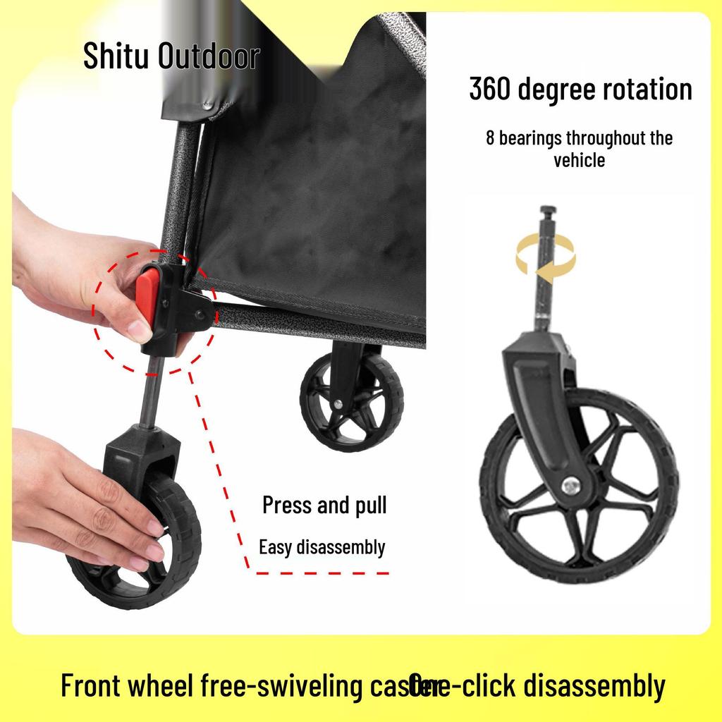 Ultra-Light Folding Portable RV Cart with Detachable Wheels for Outdoor Picnic and Shopping