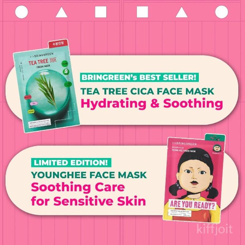 [Bring Green X Squid Game] Маска Bring Green Fresh 10p (5 чайных листьев тричика + 5 Ёнхи)