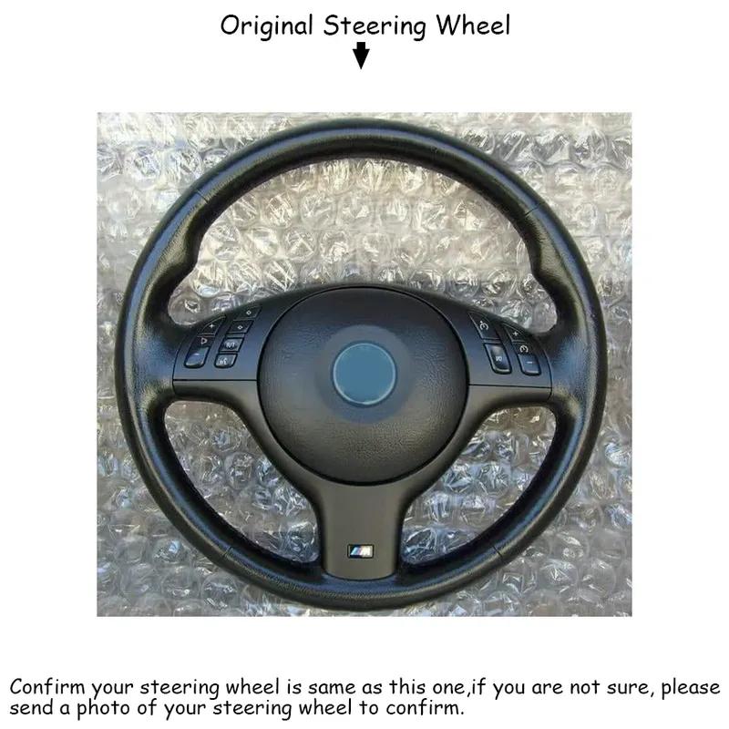CARDAK DIY Hand-stitched Black Suede Car Steering Wheel Cover for BMW E46 M3 E39 330i 540i 525i 530i 330Ci 2001 2002 2003