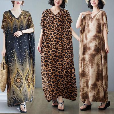 Женское длинное женское платье, повседневное прикрытие, разноцветное пляжное платье с круглым вырезом, кафтан, мусульманские макси-платья в богемном стиле, купальные костюмы парео