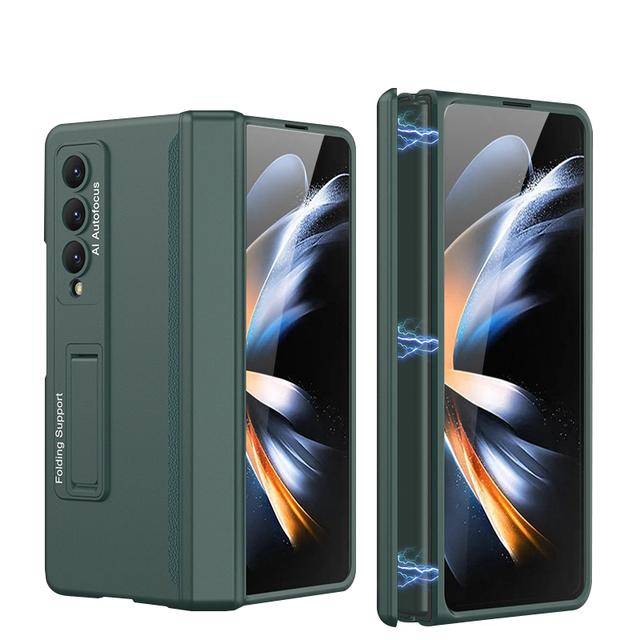 Чехол-подставка с магнитом на петлях для Samsung Galaxy Z Fold 4 3 5g Fold4 Fold3, чехол с магнитным адсорбционным держателем, матовый жесткий чехол для телефона из ПК