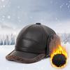 Autumn Winter Hat For Men Outdoor Thick PU Leather Warm Adjustable Earmuffs Baseball Cap Bomber Thick Fleece Lined Hats