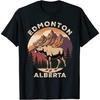 Оленьи Рога Винтажный Закат Сувенир Эдмонтон Альберта Канада Футболка Черная для Мужчин Женщин Детей