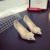 Модные корейские туфли для работающих женщин 2024 весна новые заостренные с металлической отделкой универсальные на высоком каблуке элегантные одинарные туфли