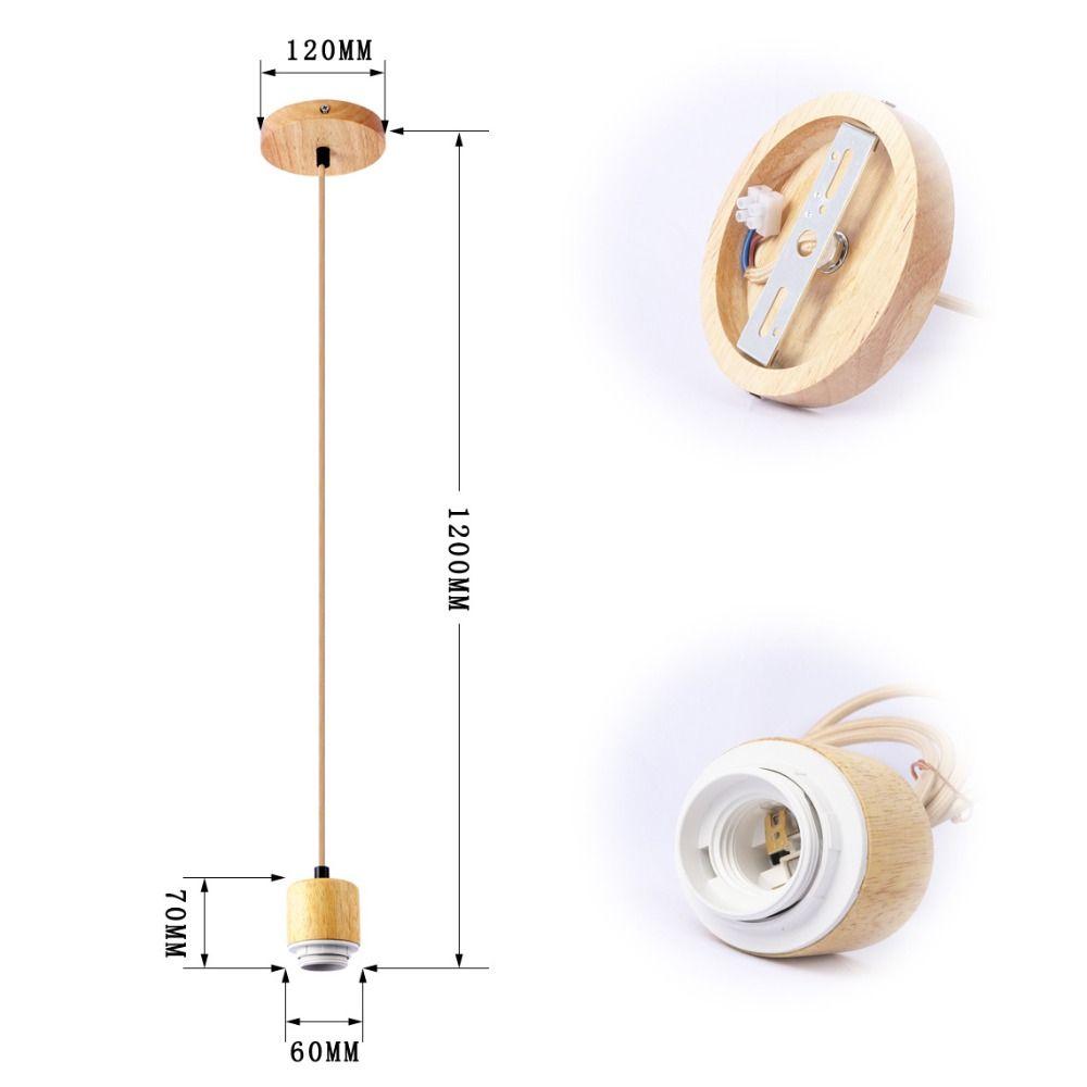 Screw Socket E27 Hanging Lamp Holder Wooden Lampshade Base for Bedroom/Restaurant/Hotel/Bars