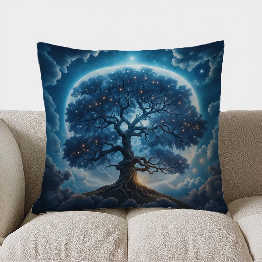 Домашний Декор Красочное Дерево и Луна Ночная Сцена Узор на Подушку Наволочка Подходит Для Дивана Спальни Автомобиля Наволочка
