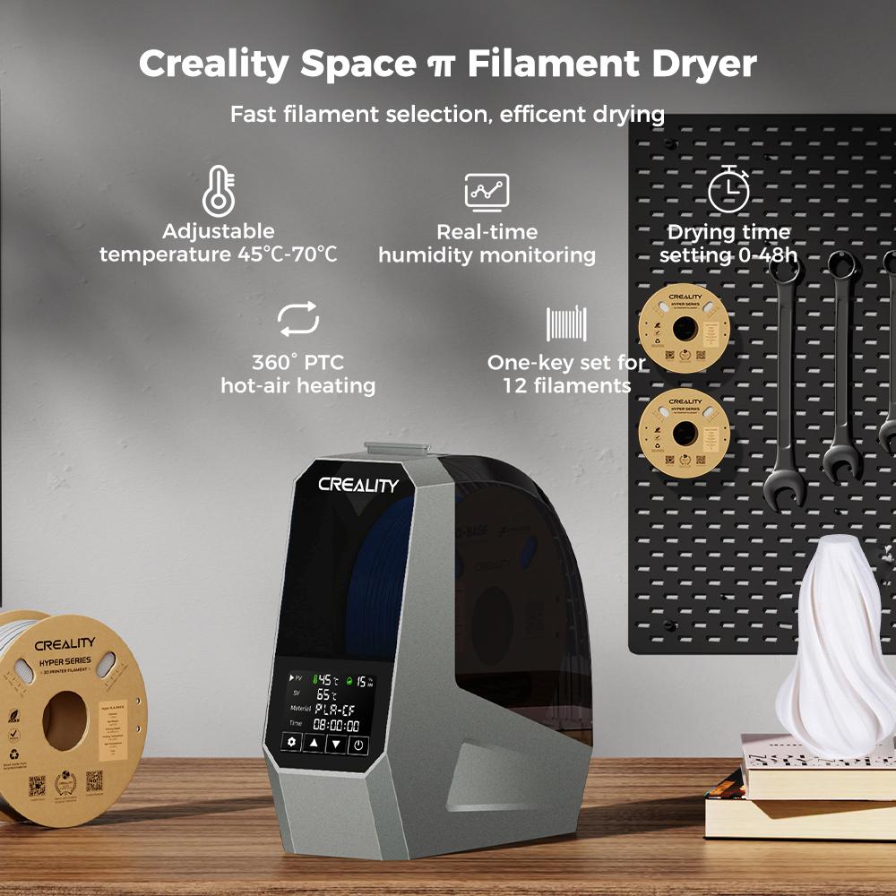 Сушилка для филамента Creality Space Pi Plus - Продвинутый PTC 360° нагрев, таймер на 48 часов, ЖК-сенсорный экран, подходит для филаментов 1,75/2,85 мм