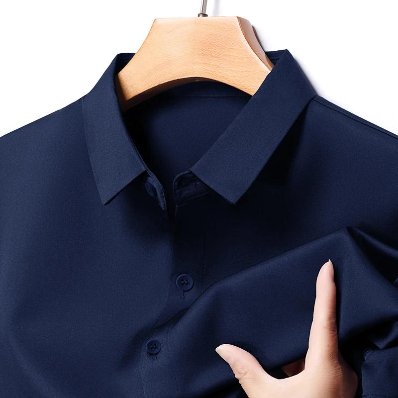 Мужская рубашка с длинным рукавом в стиле business casual, однотонная, устойчивая к сминанию, удобная, всесезонная, универсальный однотонный топ
