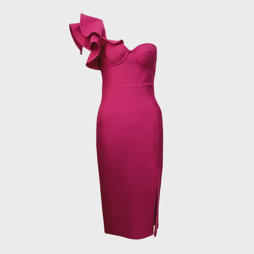 2023 Summer One-Shoulder Ruffle Bandage Dress - Sexy Slim Party Wear