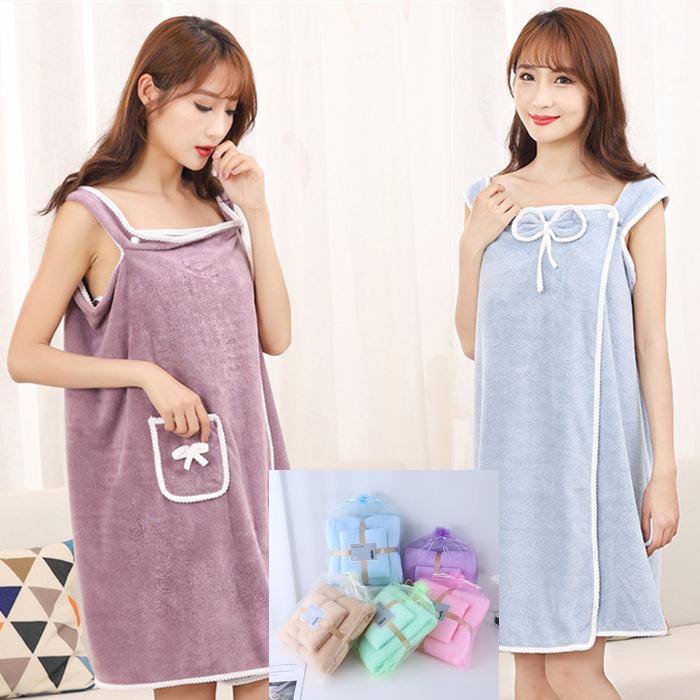 1 шт. Портативное банное полотенце, впитывающий быстросохнущий халат с карманом и бантом, декоративное банное полотенце, аксессуары для ванной комнаты