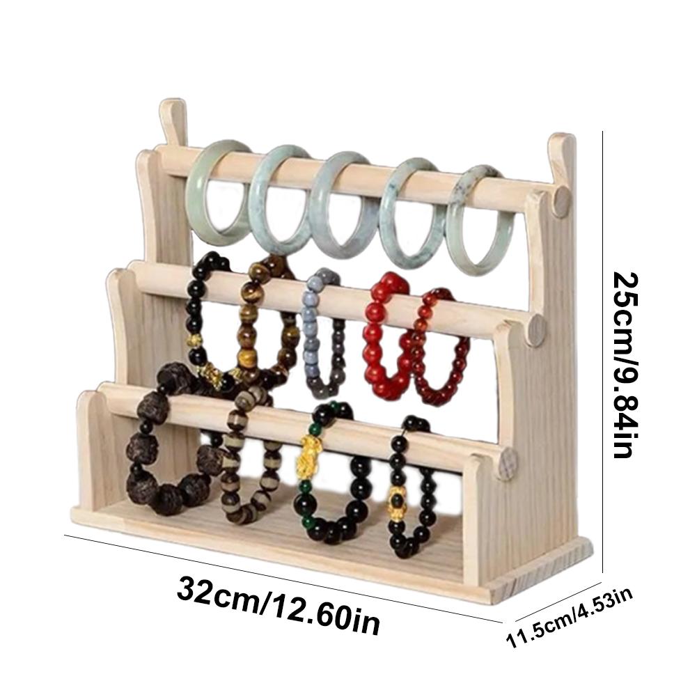Деревянная подставка для браслетов Многослойный органайзер для браслетов и резинок Многофункциональный органайзер для ювелирных изделий для часов, браслетов и резинок