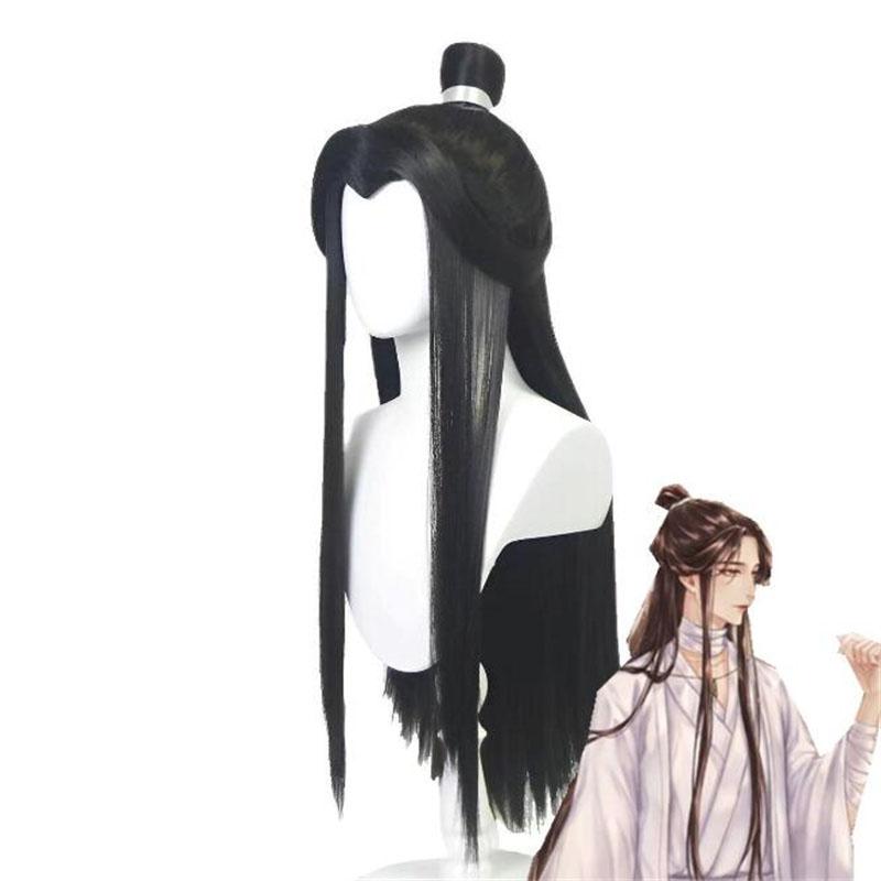Xie Lian Cosplay Wig Heaven Officials Blessing Cosplay Tian Guan Ci Fu Cosplay Black Heat Resistant Synthetic Hair Wigs + WigCap