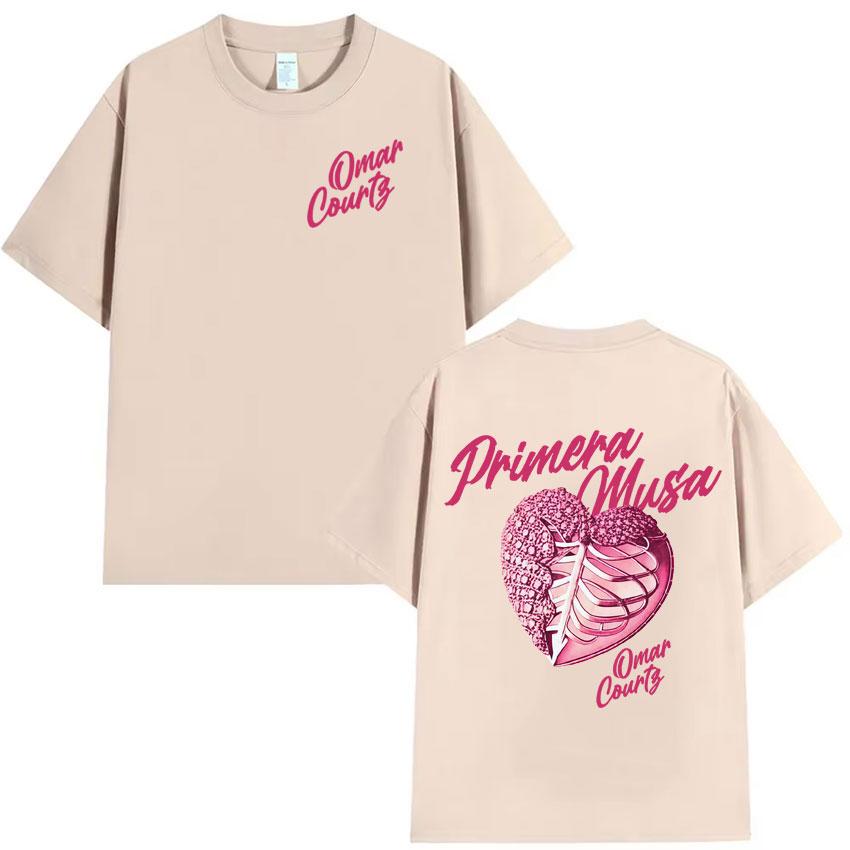 Rapper Omar Courtz Primera Musa 2025 Heart Graphic Tshirt Mens Clothing Hip Hop T Shirt Summer Top Oversized Tshirts Streetwear