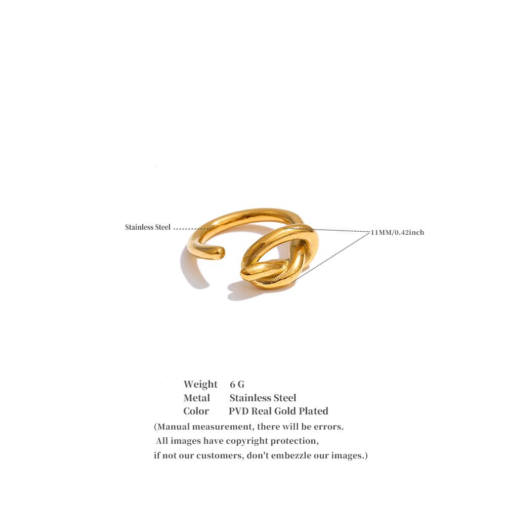 Eetit Size 7 Stainless Steel Cast Open Ring for Women 2025 Knotted Temperament Fashion Finger Jewelry PVD Plated