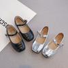 Girls' Leather Shoes 2025 Spring and Autumn New Children's Shoes Silver Little Girl Princess Soft Sole Mary Jane Baby Shoes