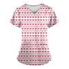 Tops Women Scrub Nurse Print Short Sleeve Cartoon V-Neck Tops Working T-Shirts Heart Print Healthcare Tunic Carers Workwear Tops