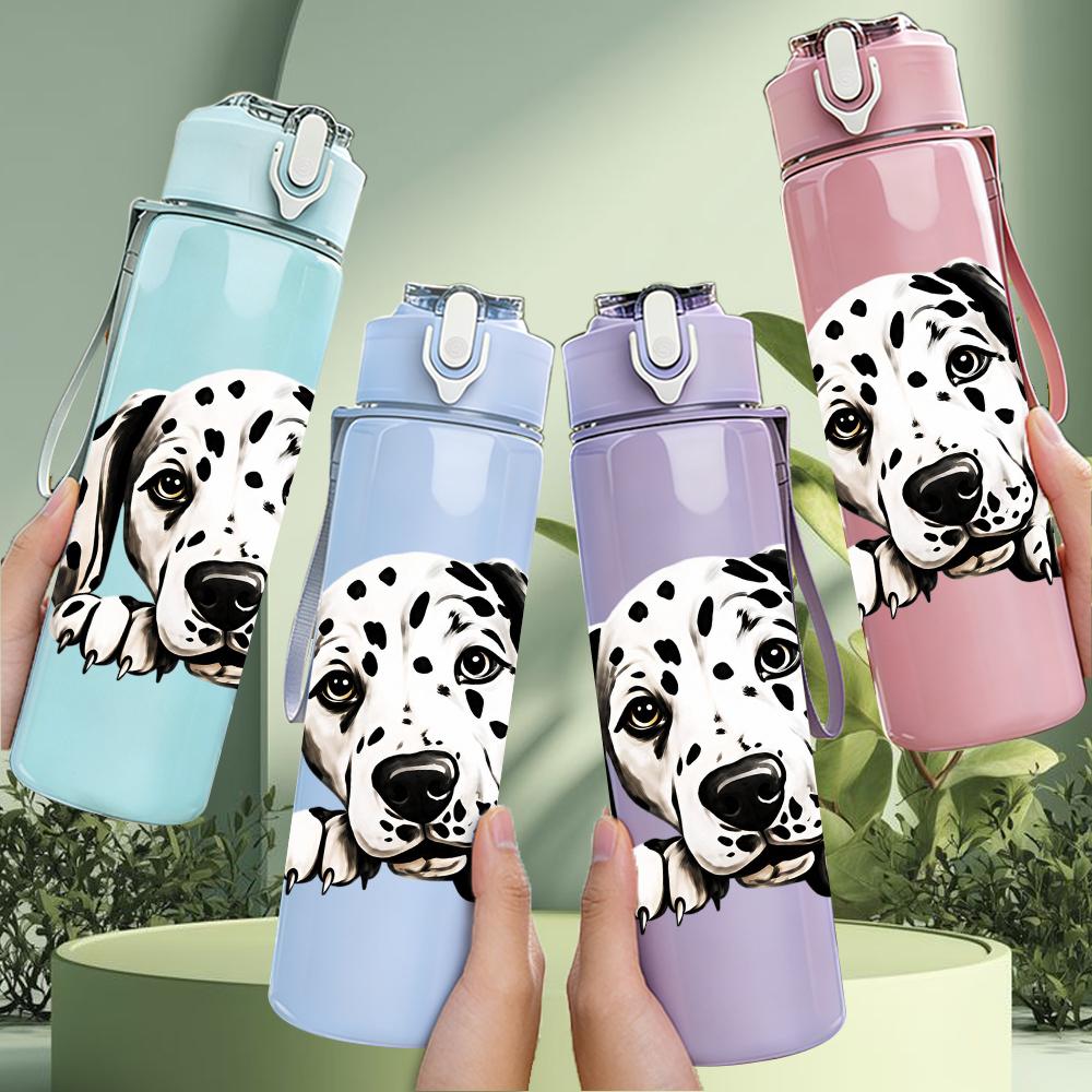 1PC Dalmatian Dog Portrait Graphic,750ml Color Plastic Sports Water Bottle,Leakproof Flip Straw Lid,Suitable for Sports Office Home Use