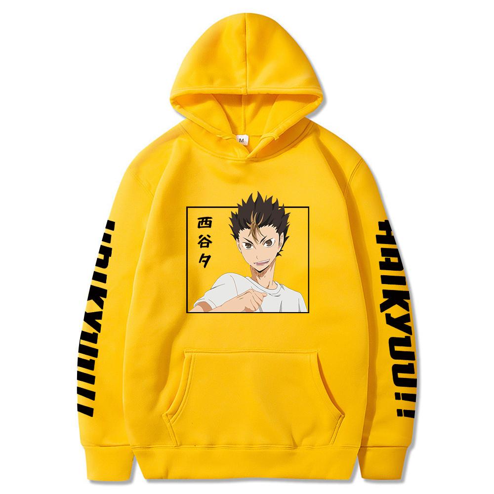 Толстовки Haikyuu Смешные Япония Аниме Волейбол Младший Ю Нишиноя Свитшот Унисекс Харадзюку Повседневная Зимняя Уличная Одежда Свитшоты