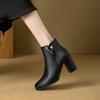 Женские короткие сапоги на высоком каблуке осенне-зимние классические однотонные универсальные сапоги на толстом каблуке большого размера