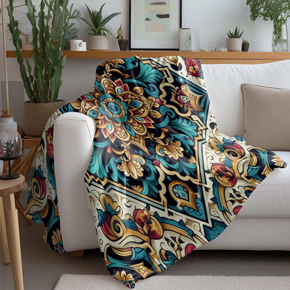 Bohemian Floral Ethnic Paisley Mandala Print Blanket Throw Sofa Bed Cover Decorative Quilt