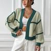 Женский кардиган осенне-зимняя куртка Collision Splicing Short Section Casual Loose Woven Jumper