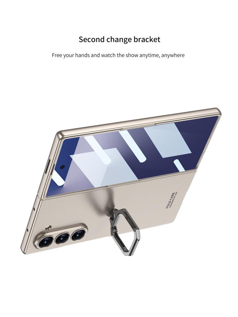 Чехол для Samsung Z Fold7: Квадратная подставка-кольцо, Встроенный чехол, Персонализированная пленка, Защитный чехол от падений для мужчин и женщин