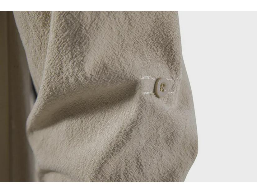 Мужская рубашка хенли 2024 года с V-образным вырезом, шнуровкой, длинным рукавом, однотонный хлопок и лен, свободный повседневный воротник-стойка