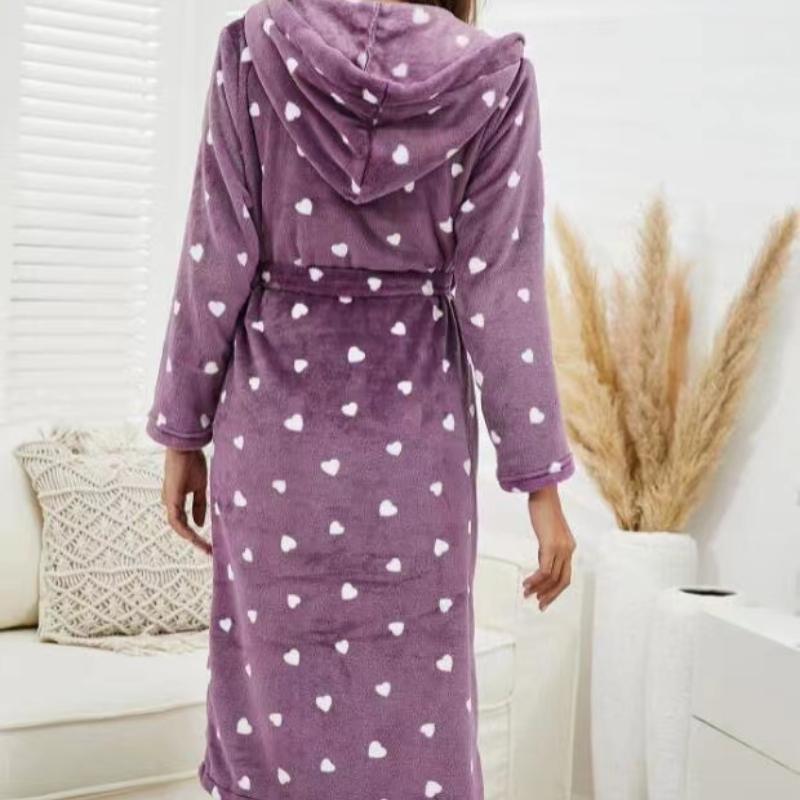 Однотонная плюшевая плотная и приятная для кожи мягкая ночная рубашка для дома на осень и зиму