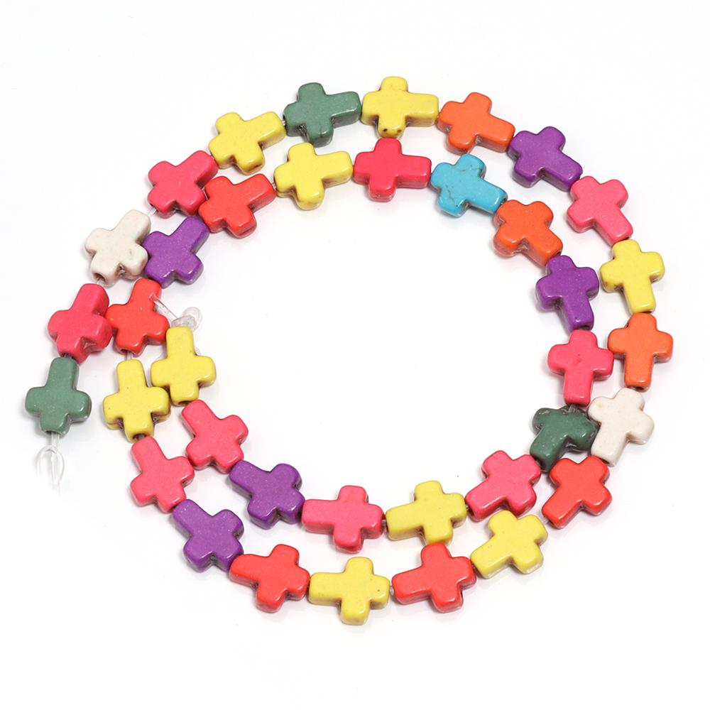 1 Strand 38cm Natural Stone Beads Colorful Charm Cross Shape Turquoise Beads For Necklace Earrings DIY Jewelry Making Wholesale