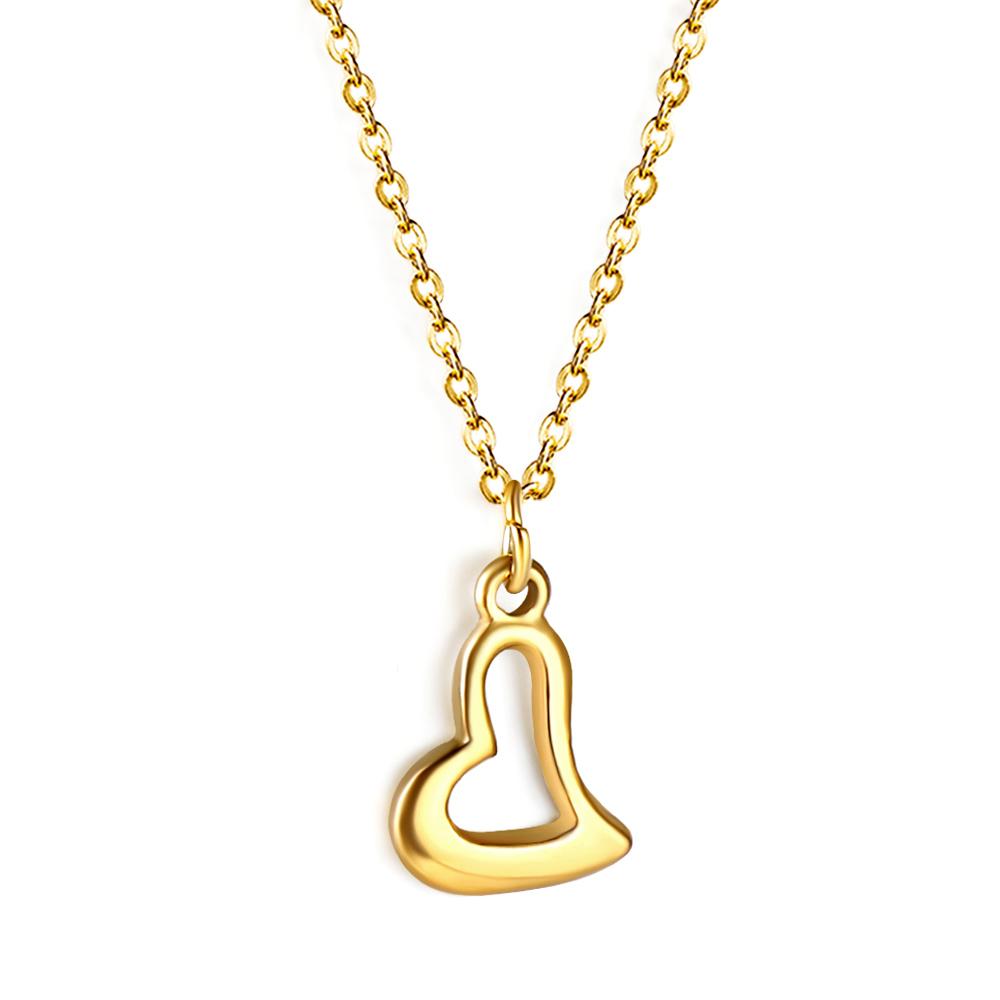 Fashion Jewelry Stainless Steel Non Tarnish 18k Gold Plated Heart Shaped Multiple Styles Pendant Necklace for Women