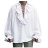 Vintage Men S Solid Long Sleeve Shirt With Pleated Puff Sleeves
