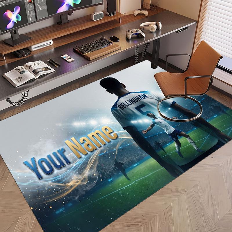 Custom Rug Jude Bellingham Pattern Print Name Text Soft Non‑Slip Floor Carpet for Home Indoor Decoration