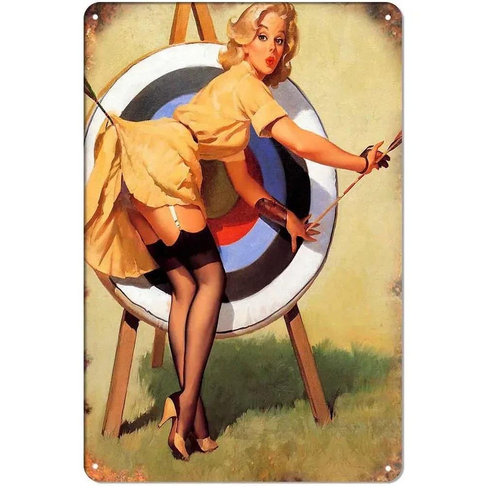 Металлические жестяные знаки Pinup Girls Vintage Board Plate Retro Wall Art Sexy Lady Poster для дома Cafe Bar Pubs Iron Painting Decoration