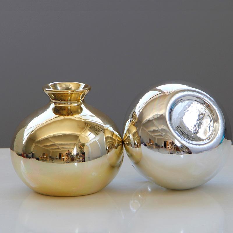 Европейская гальваническая позолота, розовое золото, синяя золотая керамика, ваза для цветов, небольшие предметы домашнего декора.