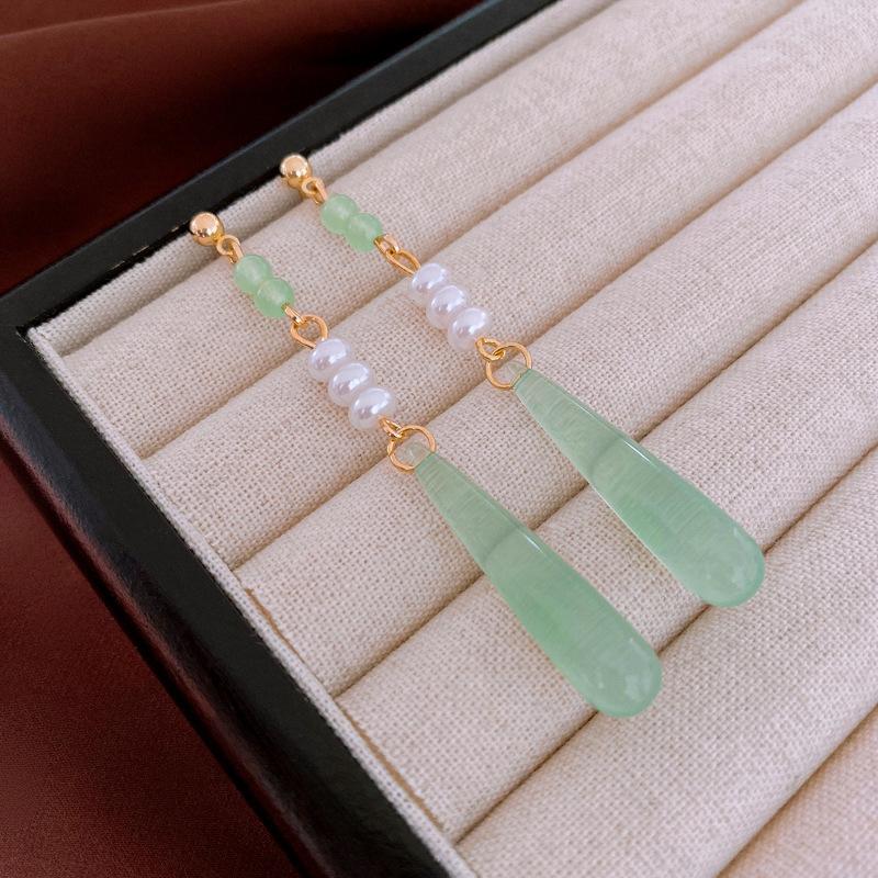 Гуофэн Серьги-кисточки с цирконом 'Серебряная игла', Ретро Легкая роскошь Высококлассные серьги-гвоздики Нишевые Универсальные серьги