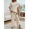 Women's Autumn and Winter Temperament Communicator Collision Short Sleeve Long Pants Sweater Set