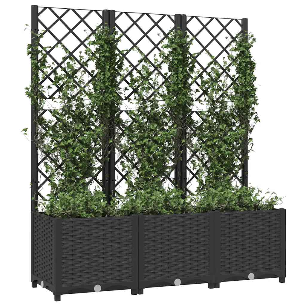 Vidaxl Donica Ogrodowa Z Kratką, Czarna, 120X40X136 Cm, Pp