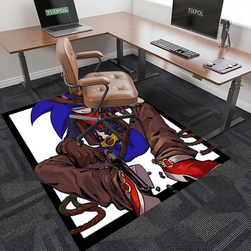 1pc Sonic the Hedgehog Western Cowboy Chair Mat - Anime Cartoon Design, Non-Slip Carpet for Office and Home Decor, Suitable for All Seasons.O091