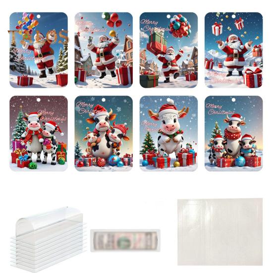 8 шт. рождественские украшения для держателей денег с двухсторонним скотчем, мультяшный узор, дизайн, рождественский декор, подвески