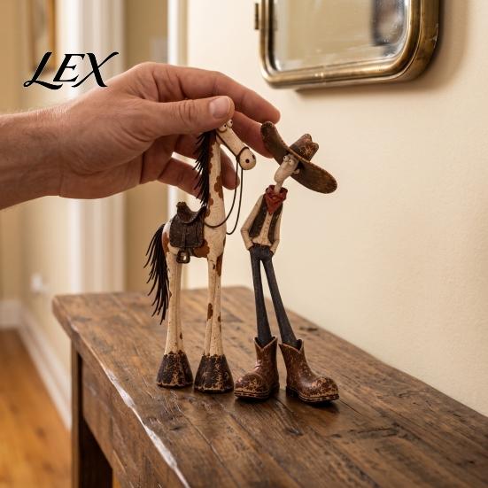 Resin Animal Model 1/2Pcs West Cowboy Horse Figurine, Cartoon Statue, Shaped Figurine Desktop Decoration for Home Office Decorative