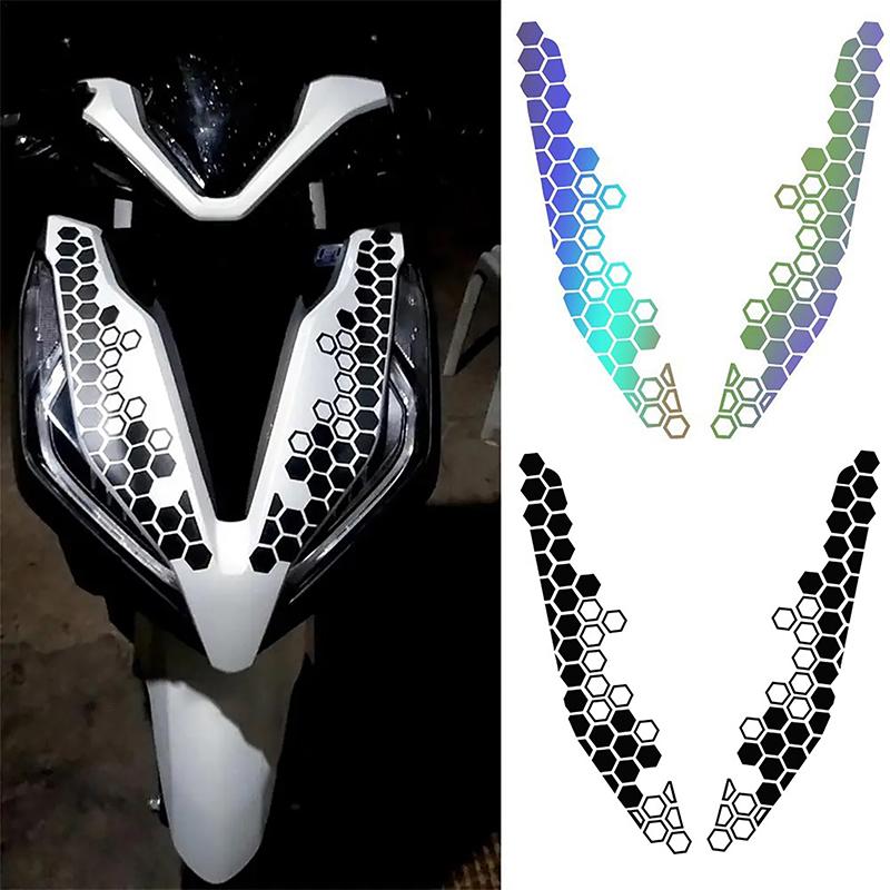 Наклейки в виде сот для мотоциклов, светоотражающие наклейки, многоцветные декоративные наклейки, украшения для бампера мотоцикла, аксессуары