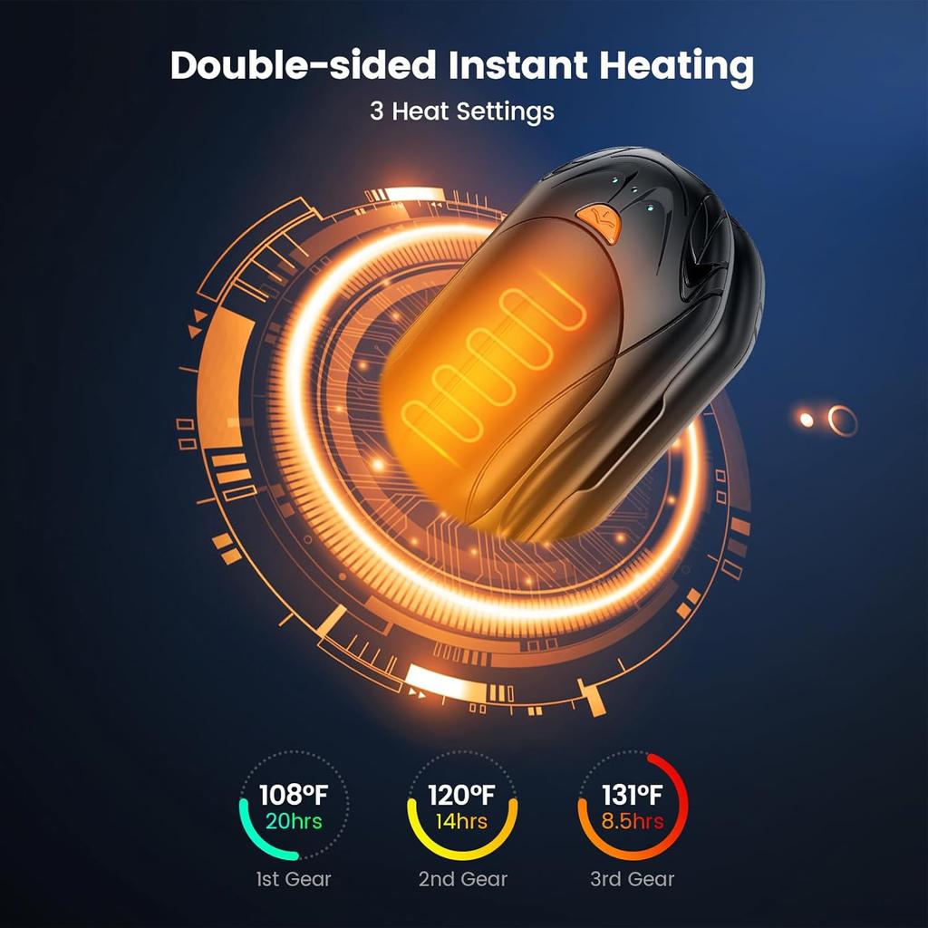 Грелки для рук, перезаряжаемые, 2 шт., 6000 мАч, перезаряжаемая грелка для рук, 20 ч, электрическая грелка для рук, портативный карманный обогреватель, карманный размер грелка для рук