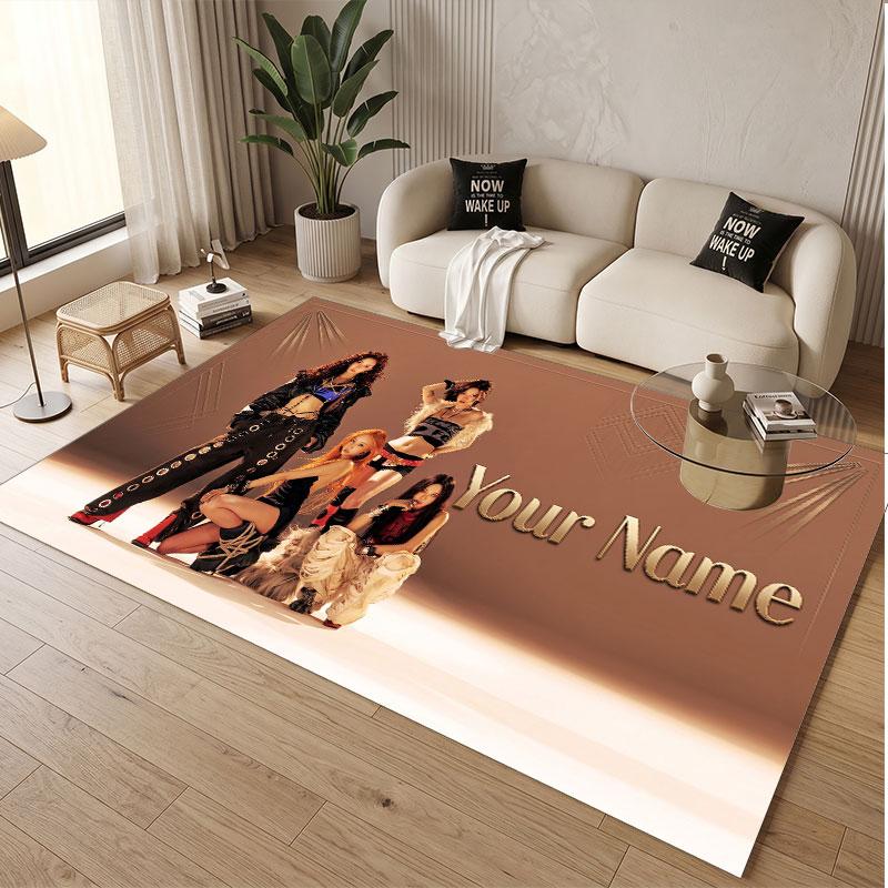 Custom Name Crystal Velvet Rug,aespa Comfortable Anti Slip Floor Mat For Room Decoration