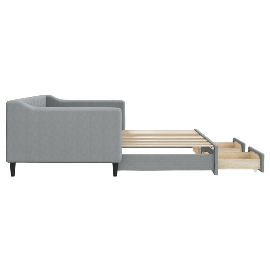 Vidaxl Раскладной диван с ящиками, светло-серый, 90x200 см, ткань
