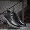 Autumn Winter Classic Black Boots for Men Warm Plush Genuine Leather Boots Big Size 46 Work Boots for Men Botines Para Hombre