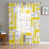 Art Geometry Yellow Grey Sheer Curtains For Living Room Printed Tulle Window Curtain Luxury Home Balcony Decor Drapes
