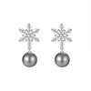 111 Silver Needle Fashion Niche Design Zircon Snowflake Earrings Women's Light Luxury Premium Pearl Earrings Temperament Earrings