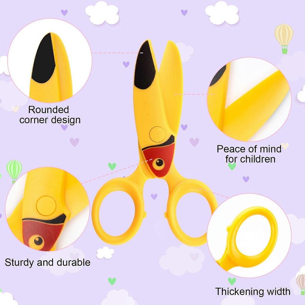 3 PCS Children Safety Scissors Set, Toddler Scissors Kids Scissors, Cute Art Craft Plastic Scissors Pre-School Training